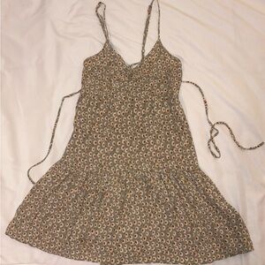 Vintage Urban Outfitters Green Floral Lace Up Mini Dress